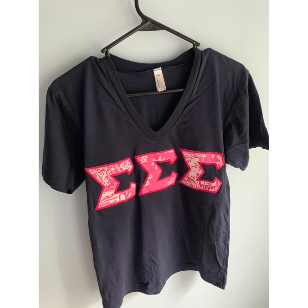 Tri-Sigma Sorority Stitched Letters Shirt